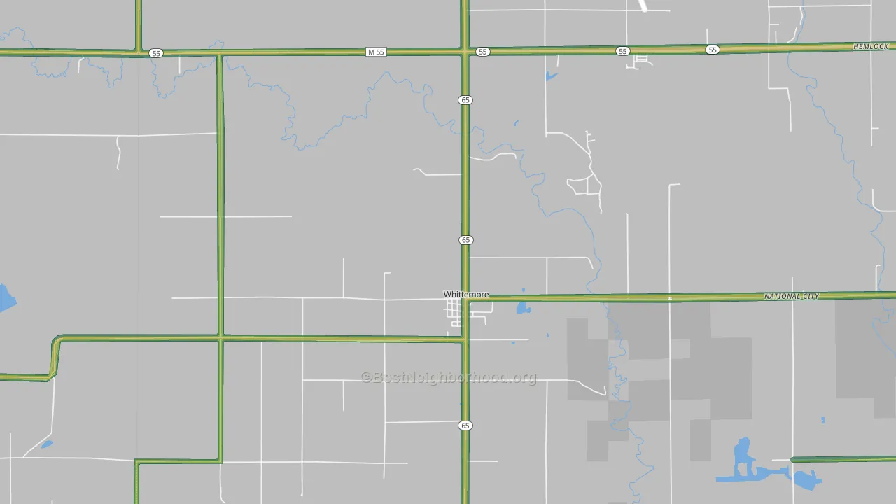 Whittemore, MI Map of Noise Levels in Whittemore