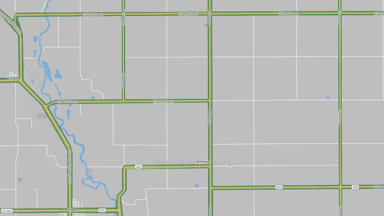Whitten, IA Map of Noise Levels in Whitten