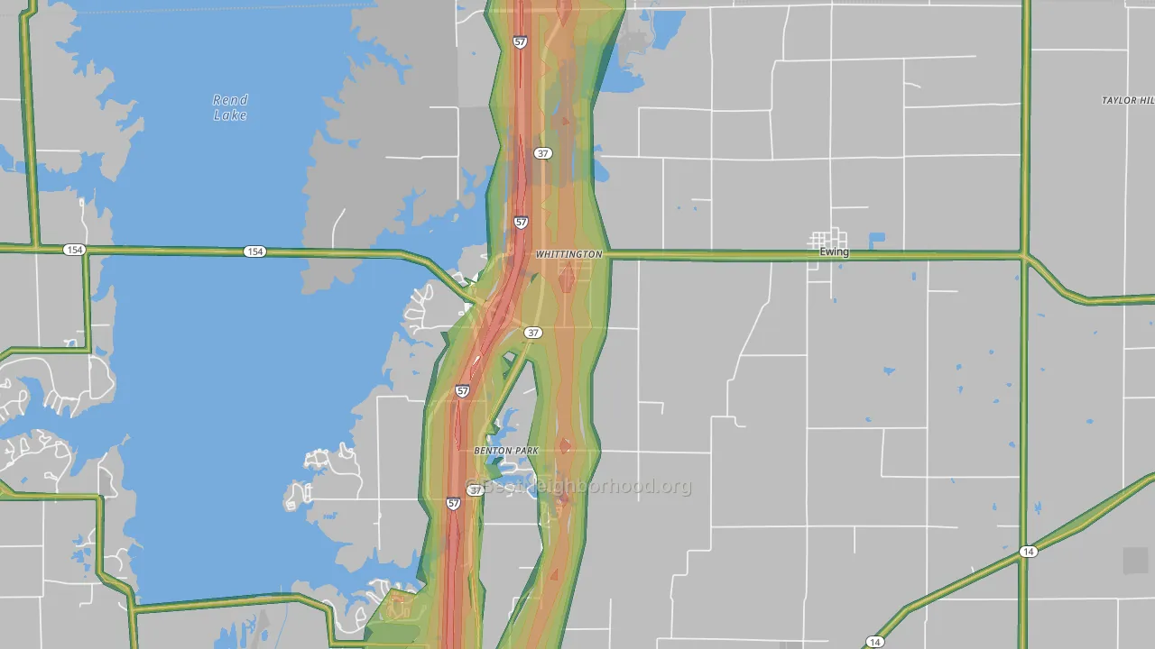 Whittington, IL Map of Noise Levels in Whittington
