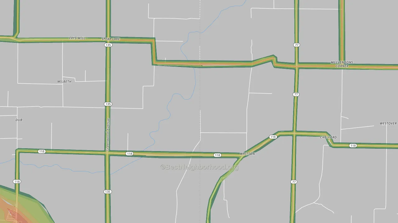 Whitton, AR Map of Noise Levels in Whitton