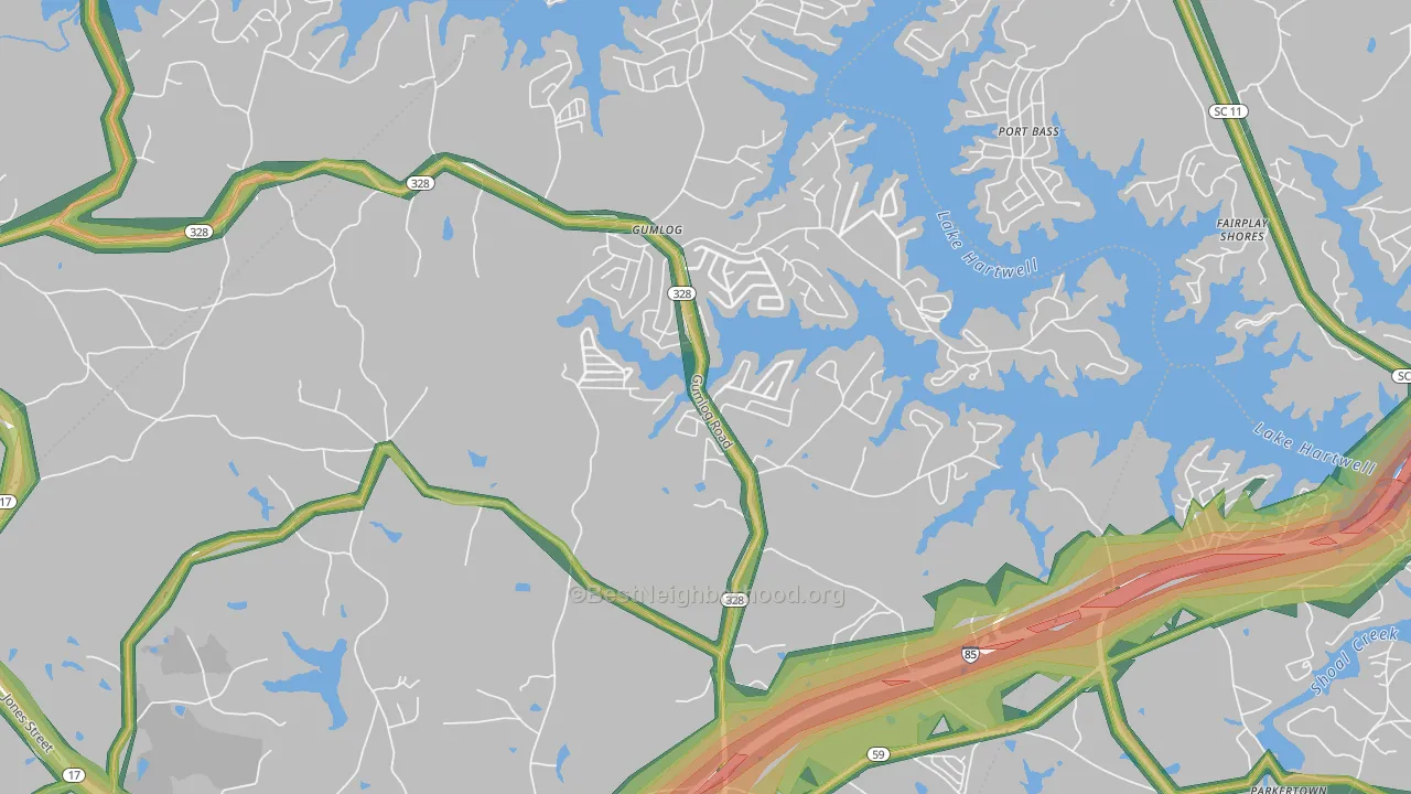 Whitworth, GA Map of Noise Levels in Whitworth