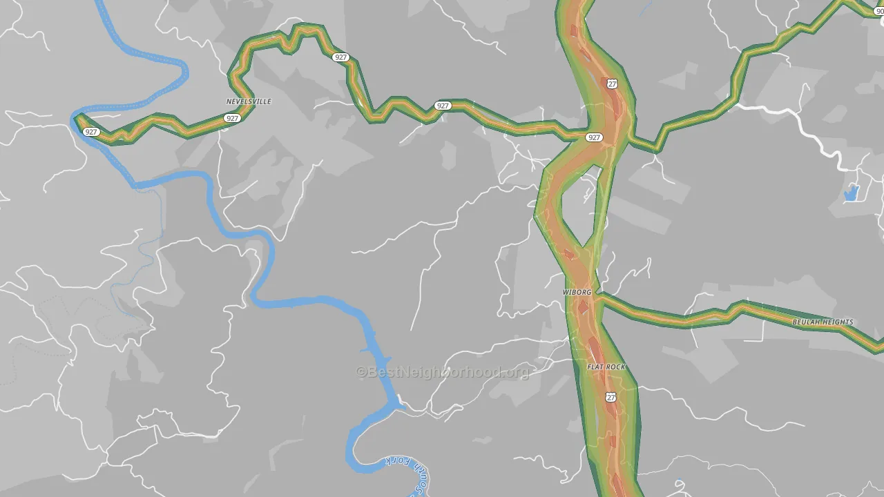 Wiborg, KY Map of Noise Levels in Wiborg