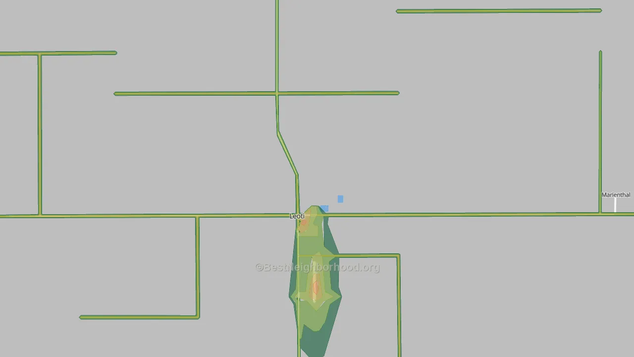 Wichita County, KS Map of Noise Levels in Wichita County
