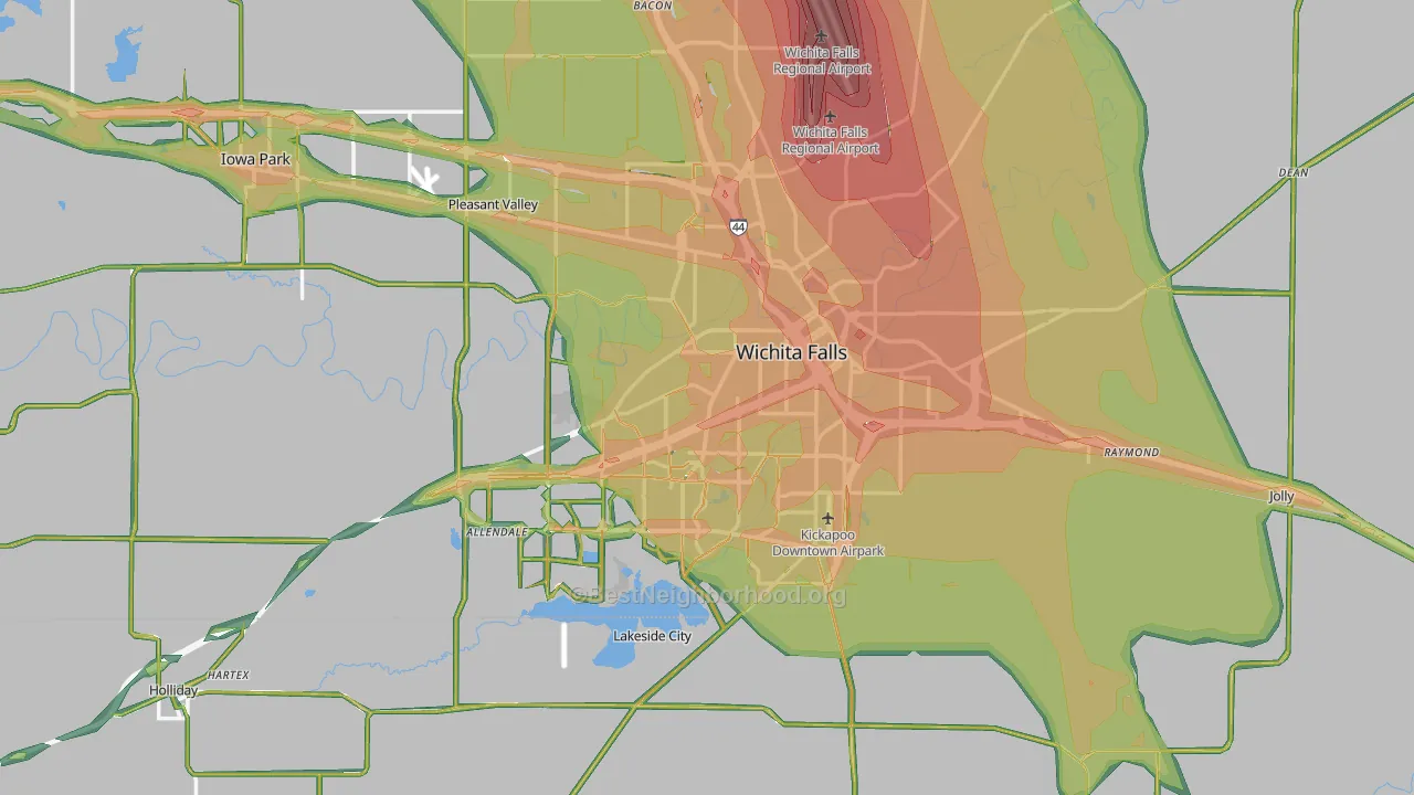 Wichita Falls, TX Map of Noise Levels in Wichita Falls