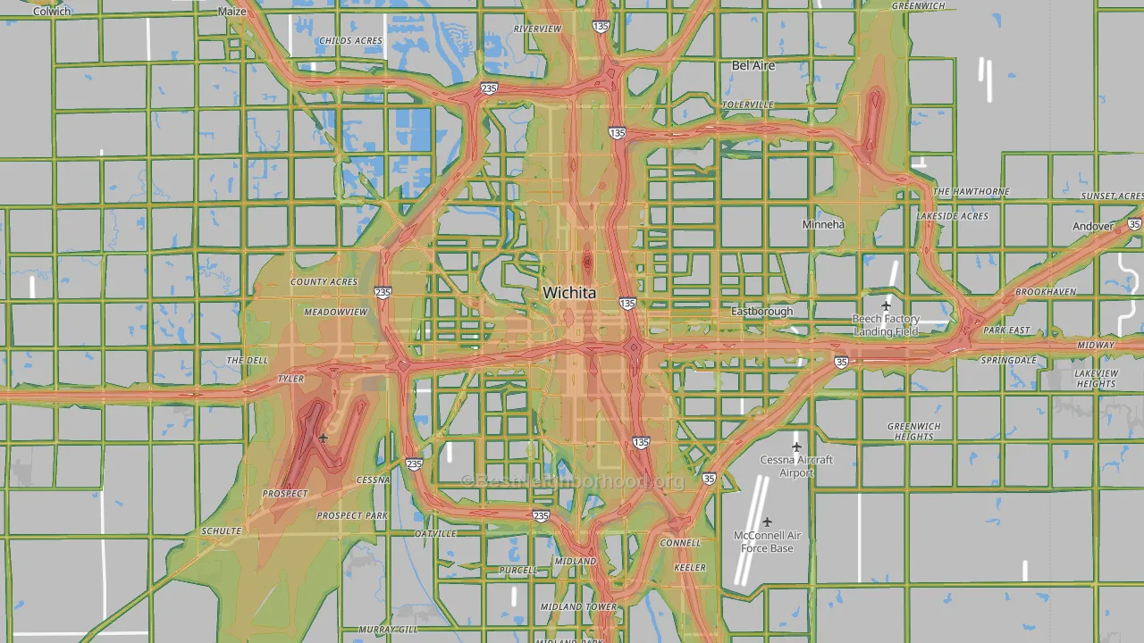 Wichita, KS Map of Noise Levels in Wichita