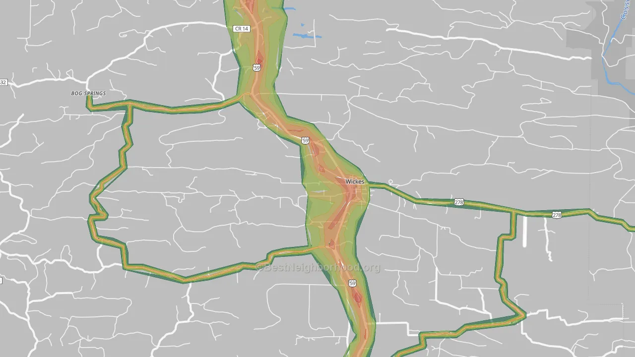 Wickes, AR Map of Noise Levels in Wickes