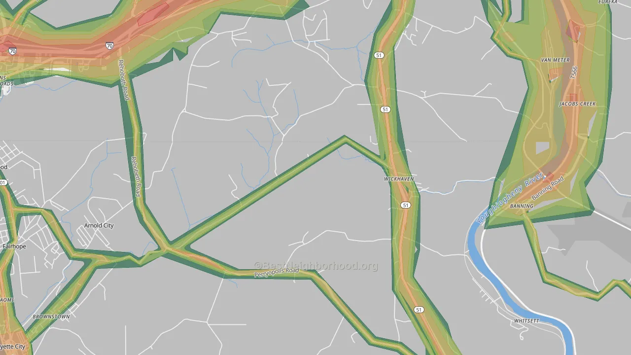 Wickhaven, PA Map of Noise Levels in Wickhaven