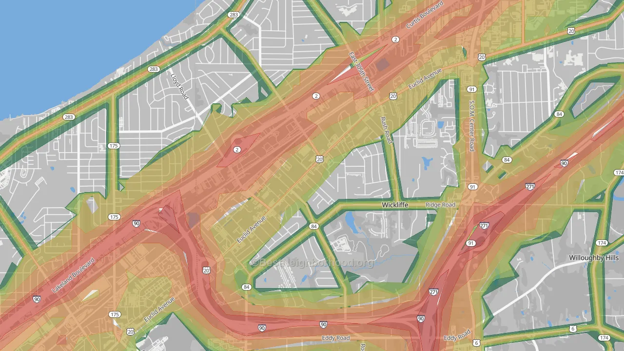 Wickliffe, OH Map of Noise Levels in Wickliffe