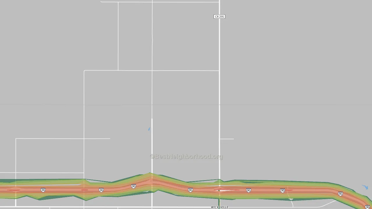 Wicksville, SD Map of Noise Levels in Wicksville
