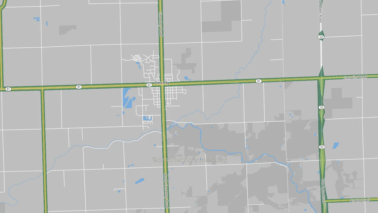 Wickware, MI Map of Noise Levels in Wickware