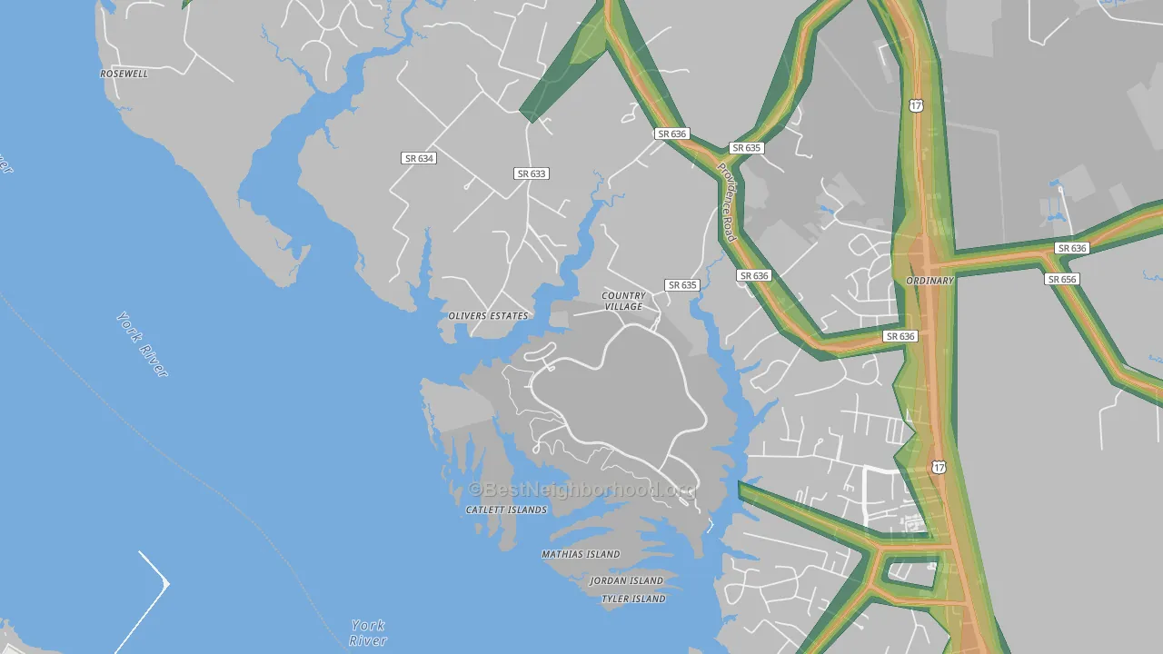 Wicomico, VA Map of Noise Levels in Wicomico