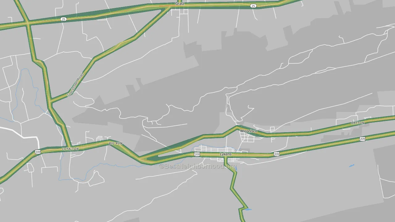 Wiconisco, PA Map of Noise Levels in Wiconisco
