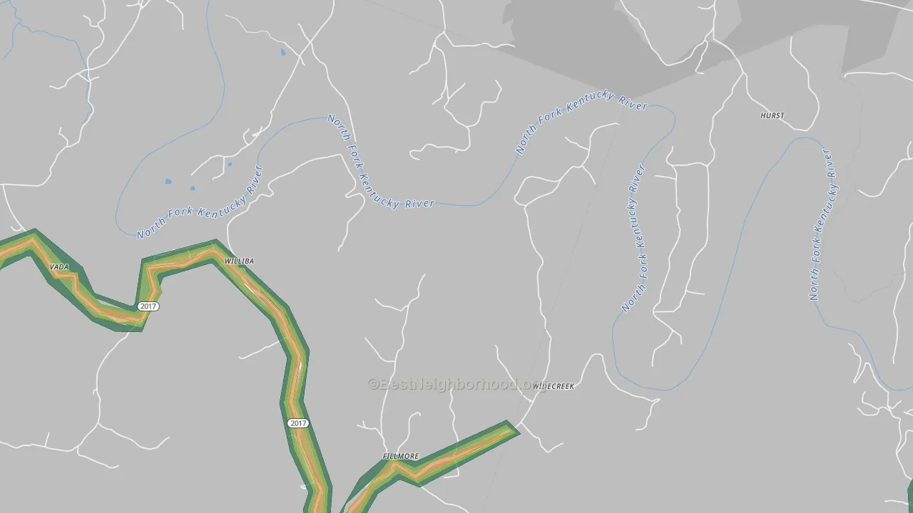 Widecreek, KY Map of Noise Levels in Widecreek