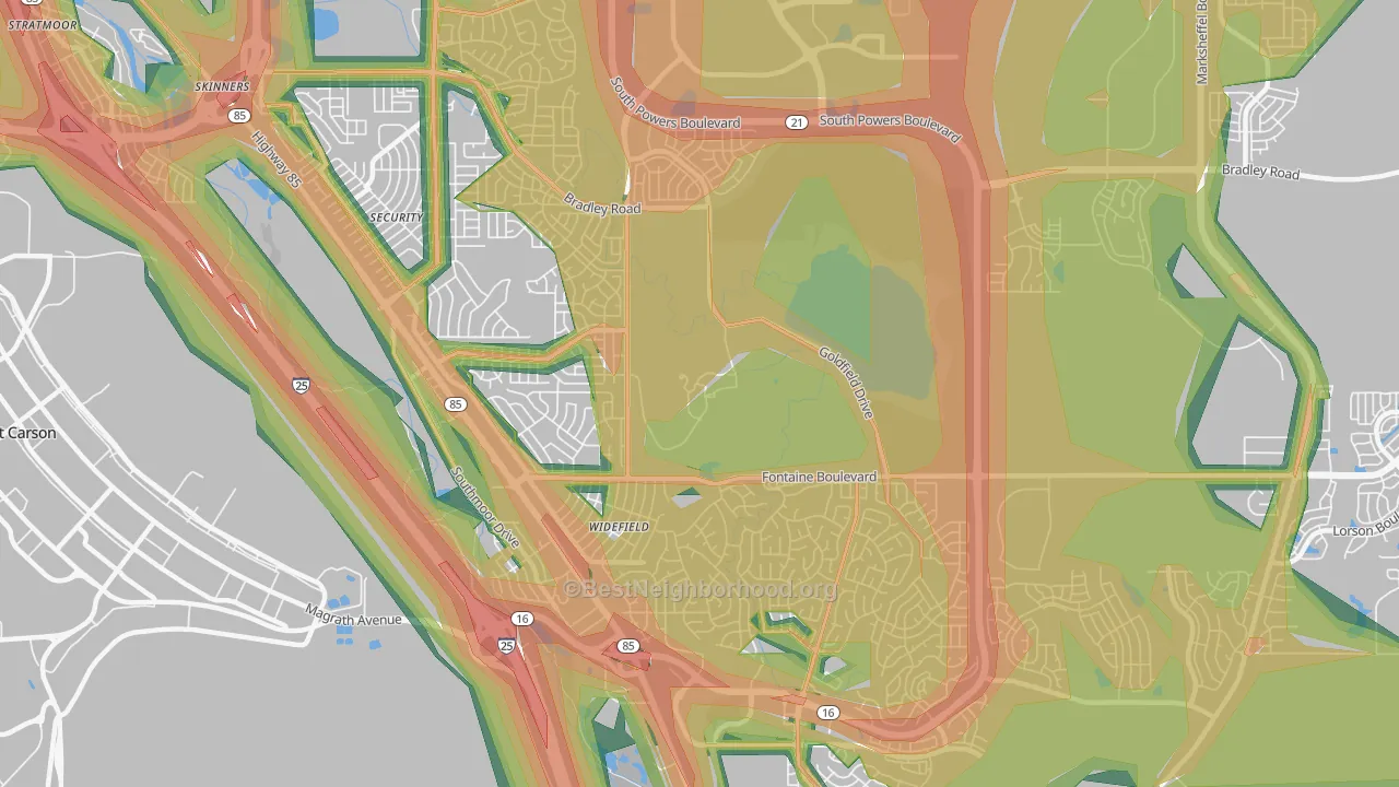 Widefield, Security-Widefield, CO Map of Noise Levels in Widefield