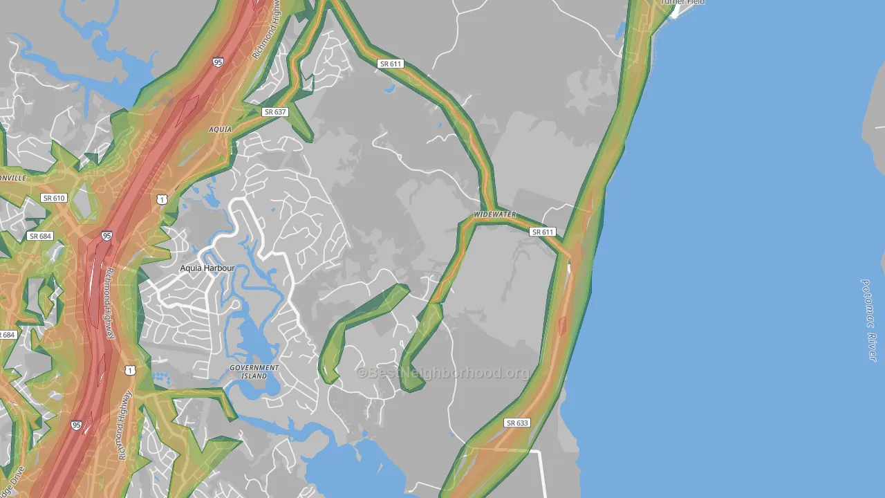 Widewater, VA Map of Noise Levels in Widewater