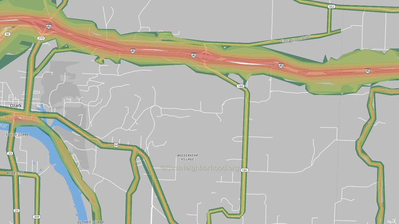 Wiederkehr Village, AR Map of Noise Levels in Wiederkehr Village