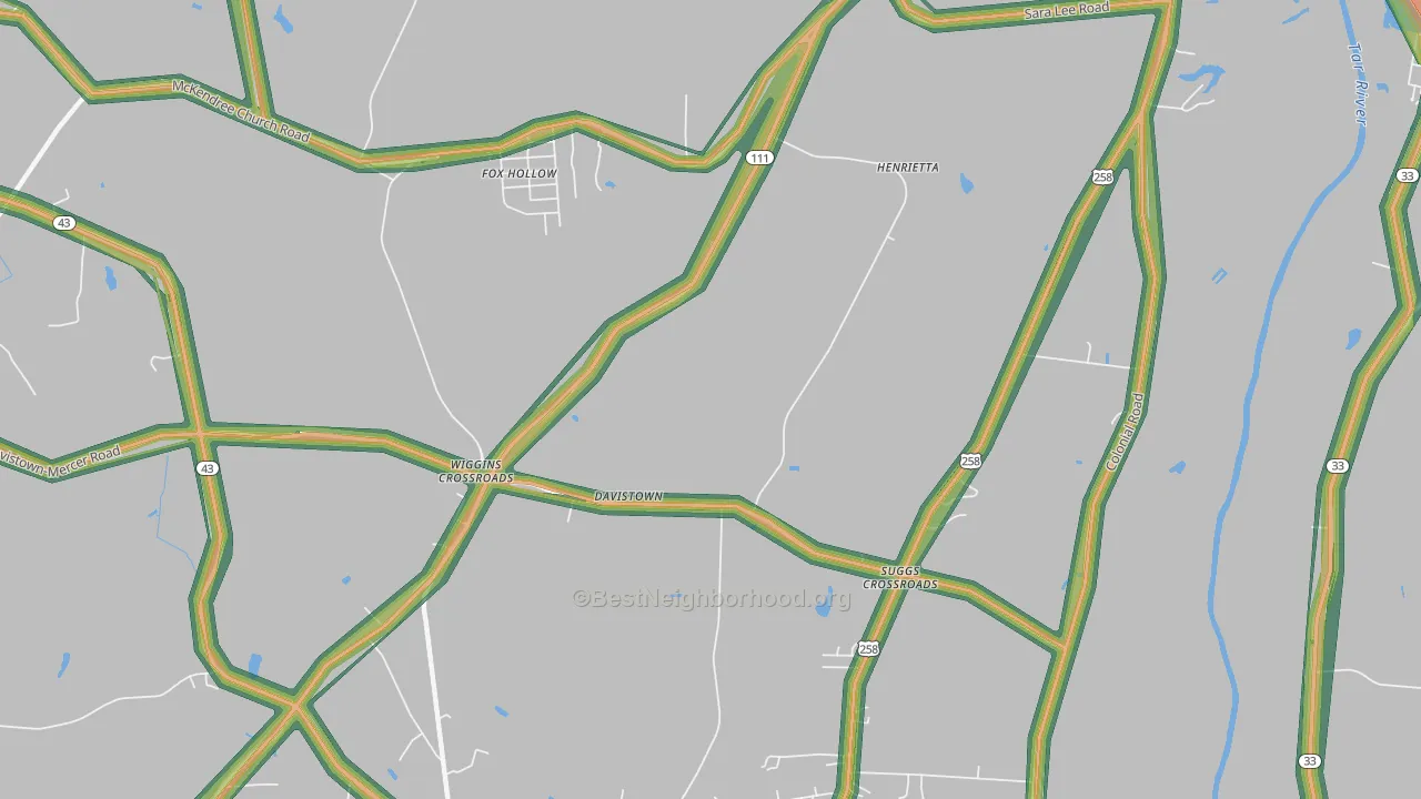 Wiggins Crossroads, NC Map of Noise Levels in Wiggins Crossroads