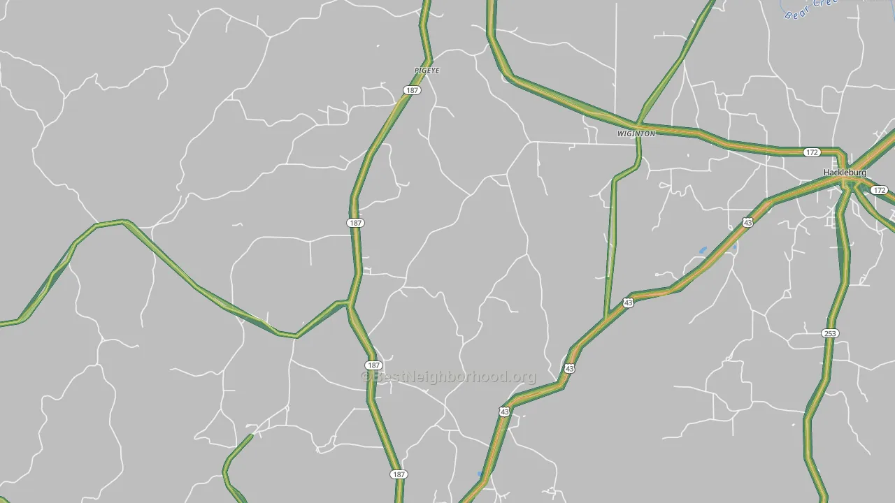 Wiginton, AL Map of Noise Levels in Wiginton