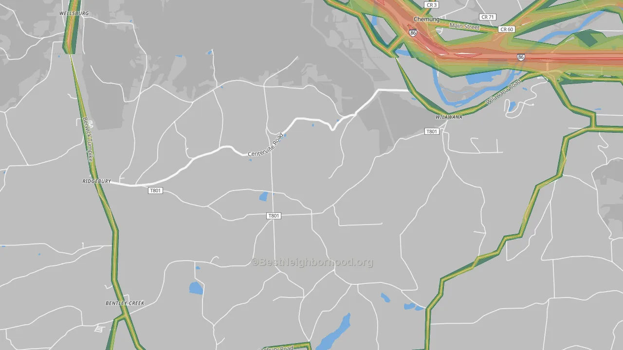 Wilawana, PA Map of Noise Levels in Wilawana