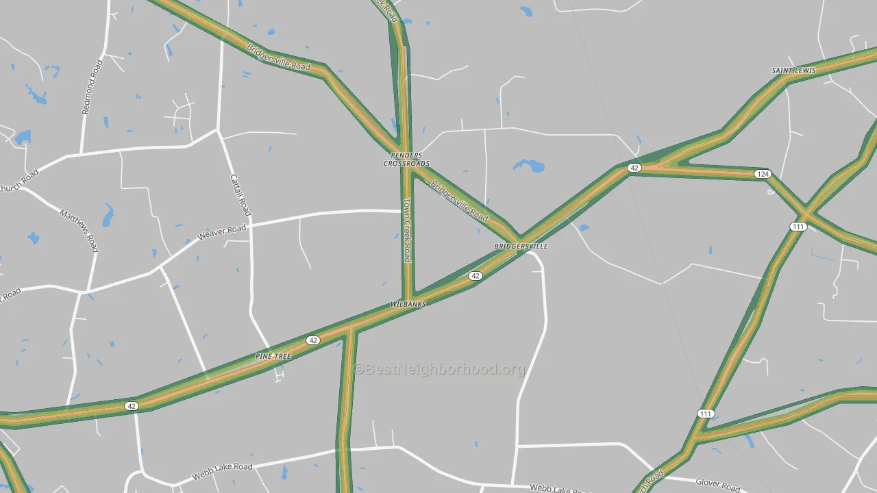 Wilbanks, NC Map of Noise Levels in Wilbanks