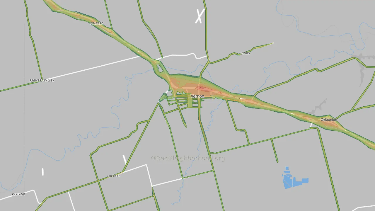 Wilbarger County, TX Map of Noise Levels in Wilbarger County