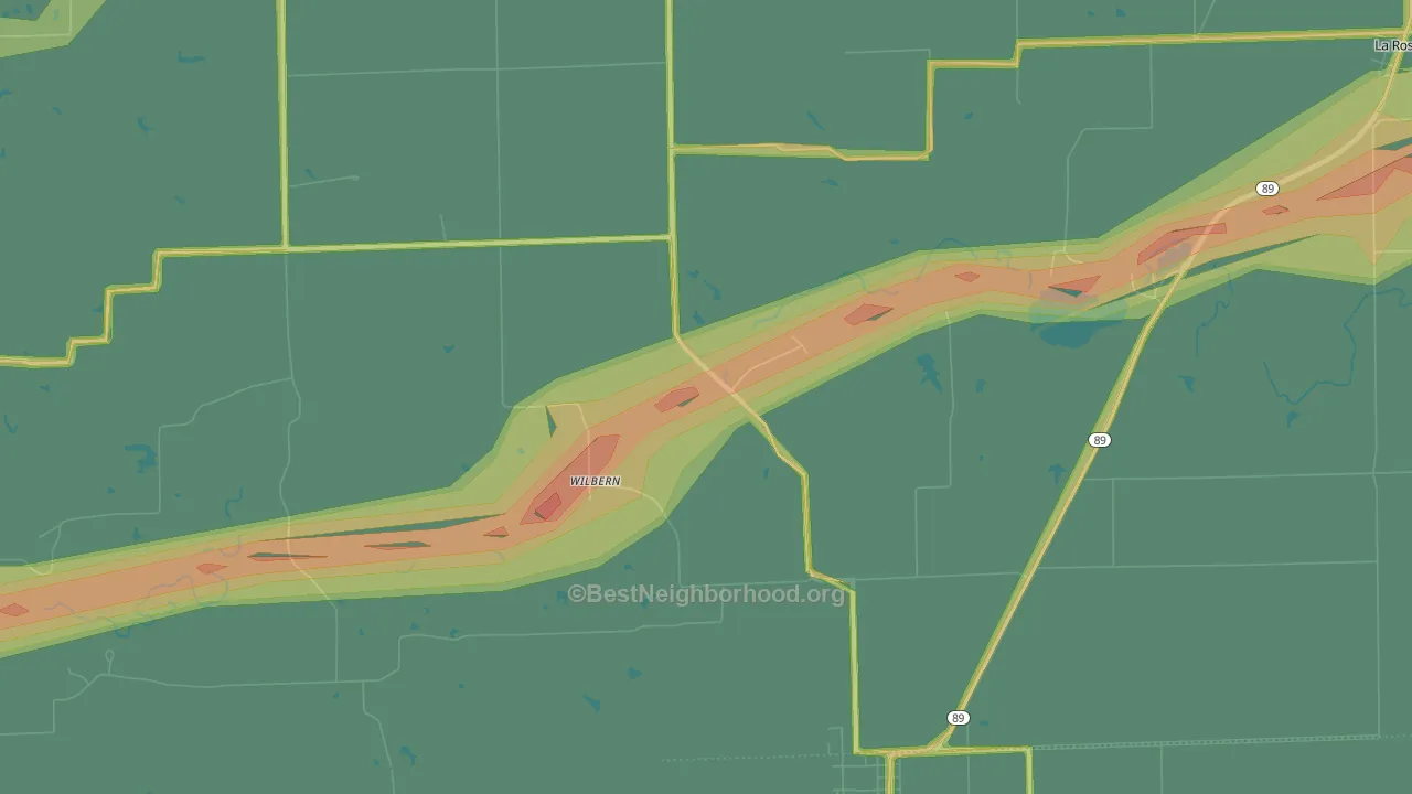 Wilbern, IL Map of Noise Levels in Wilbern