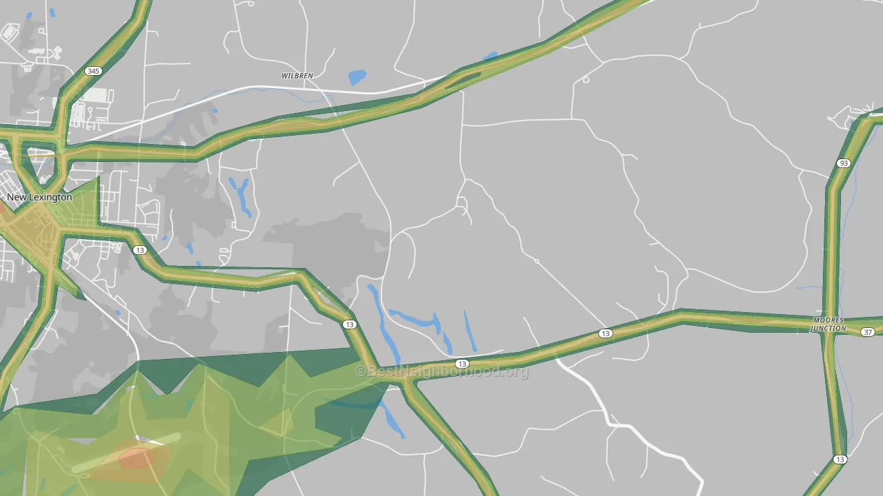 Wilbren, OH Map of Noise Levels in Wilbren