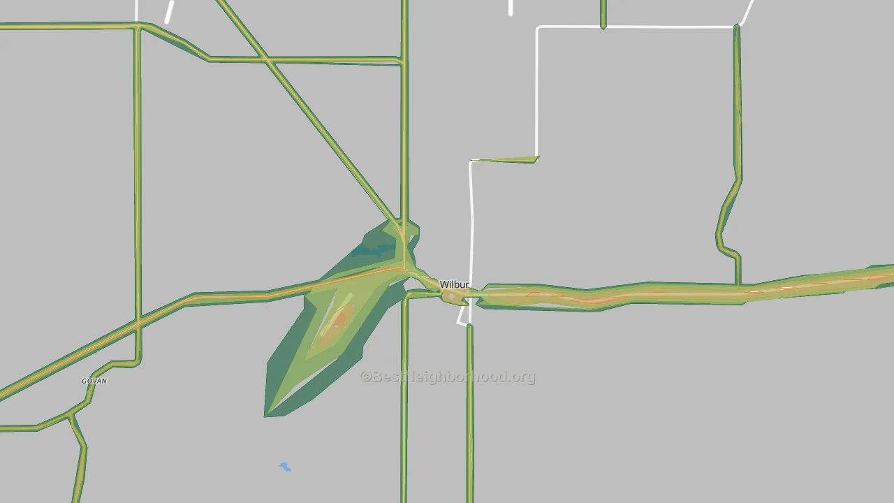 Wilbur, WA Map of Noise Levels in Wilbur