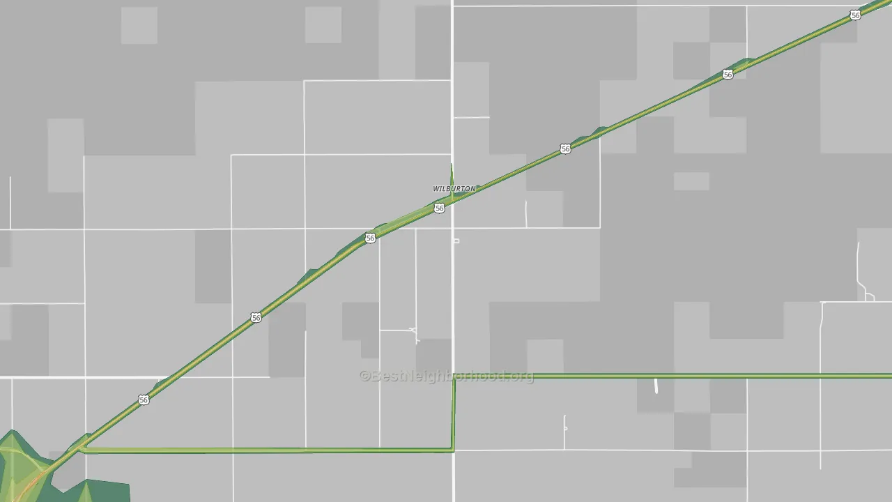 Wilburton, KS Map of Noise Levels in Wilburton