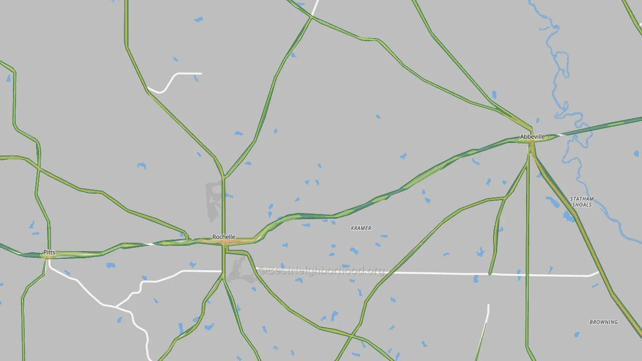 Wilcox County, GA Map of Noise Levels in Wilcox County