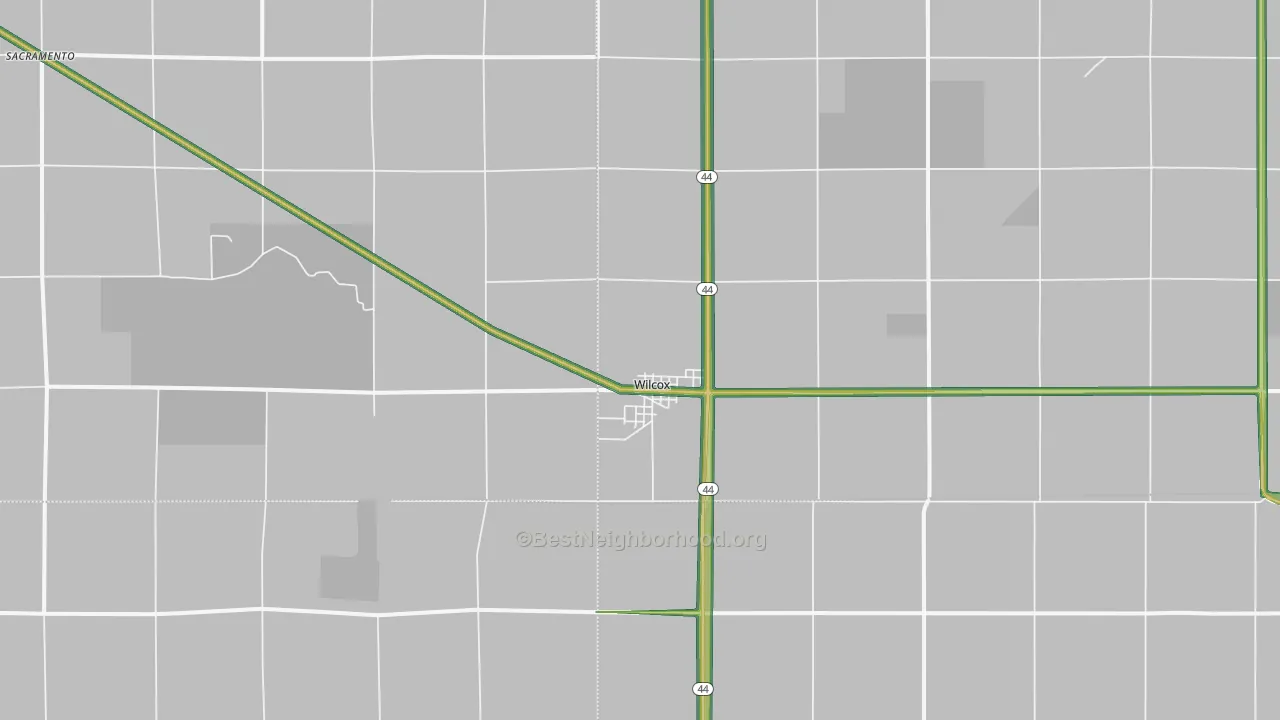 Wilcox, NE Map of Noise Levels in Wilcox
