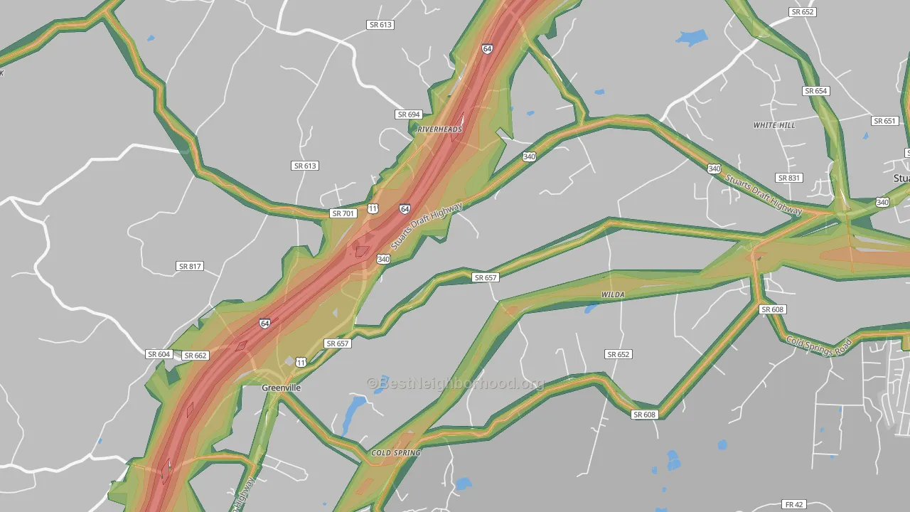 Wilda, VA Map of Noise Levels in Wilda