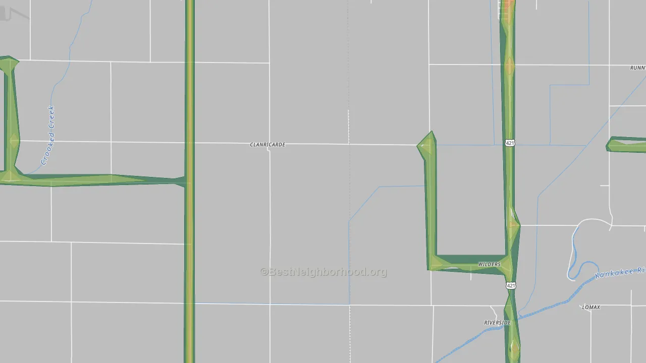 Wilders, IN Map of Noise Levels in Wilders