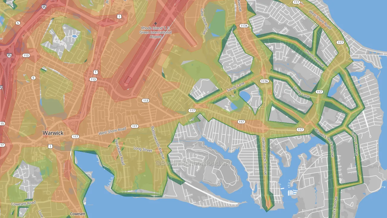 Wildes Corner, Warwick, RI Map of Noise Levels in Wildes Corner