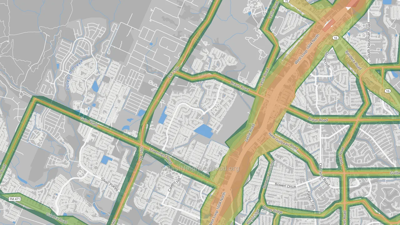 Wildhorse, San Antonio, TX Map of Noise Levels in Wildhorse