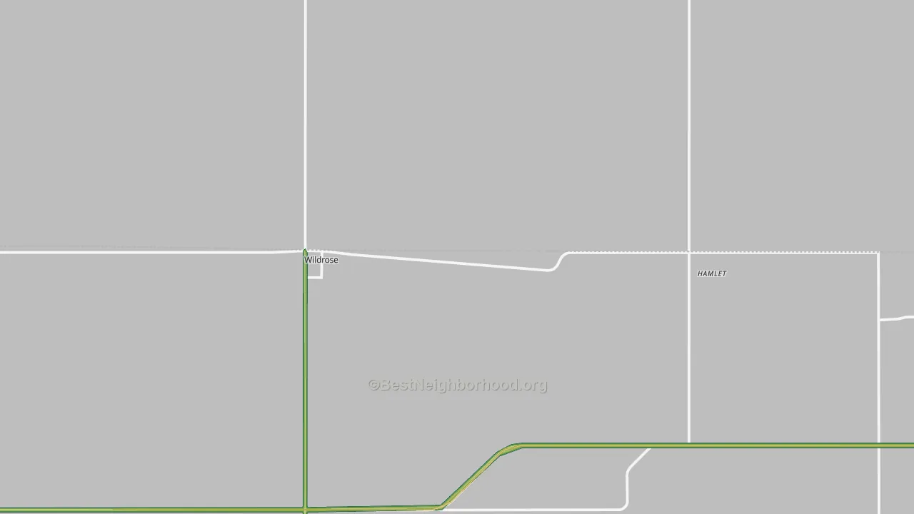 Wildrose, ND Map of Noise Levels in Wildrose