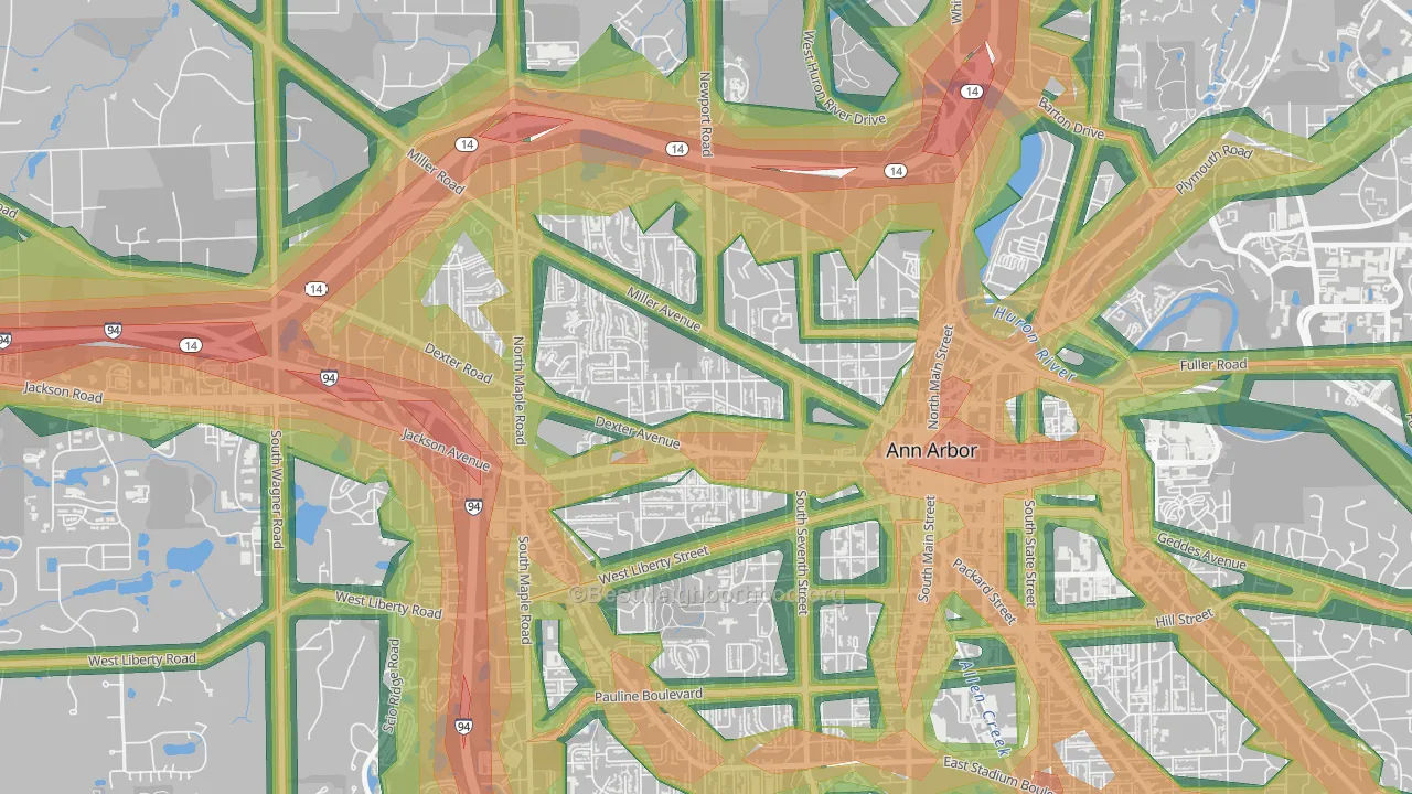 Wildwood, Ann Arbor, MI Map of Noise Levels in Wildwood