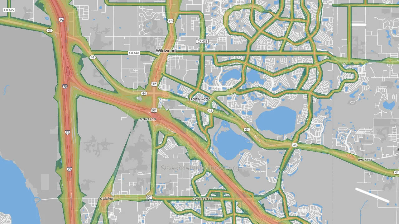 Wildwood, FL Map of Noise Levels in Wildwood