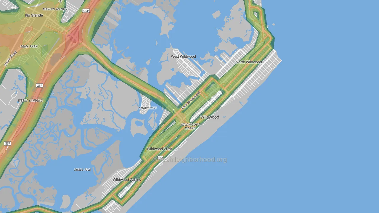 Wildwood, NJ Map of Noise Levels in Wildwood