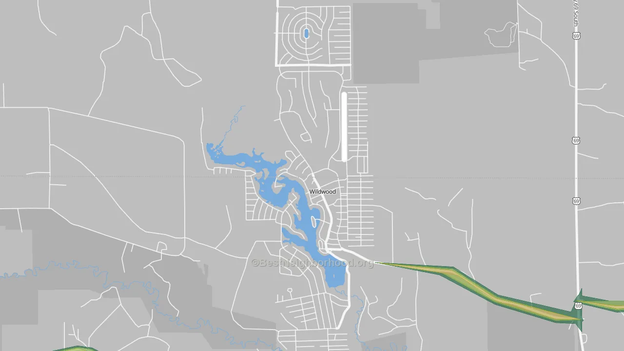 Wildwood, TX Map of Noise Levels in Wildwood