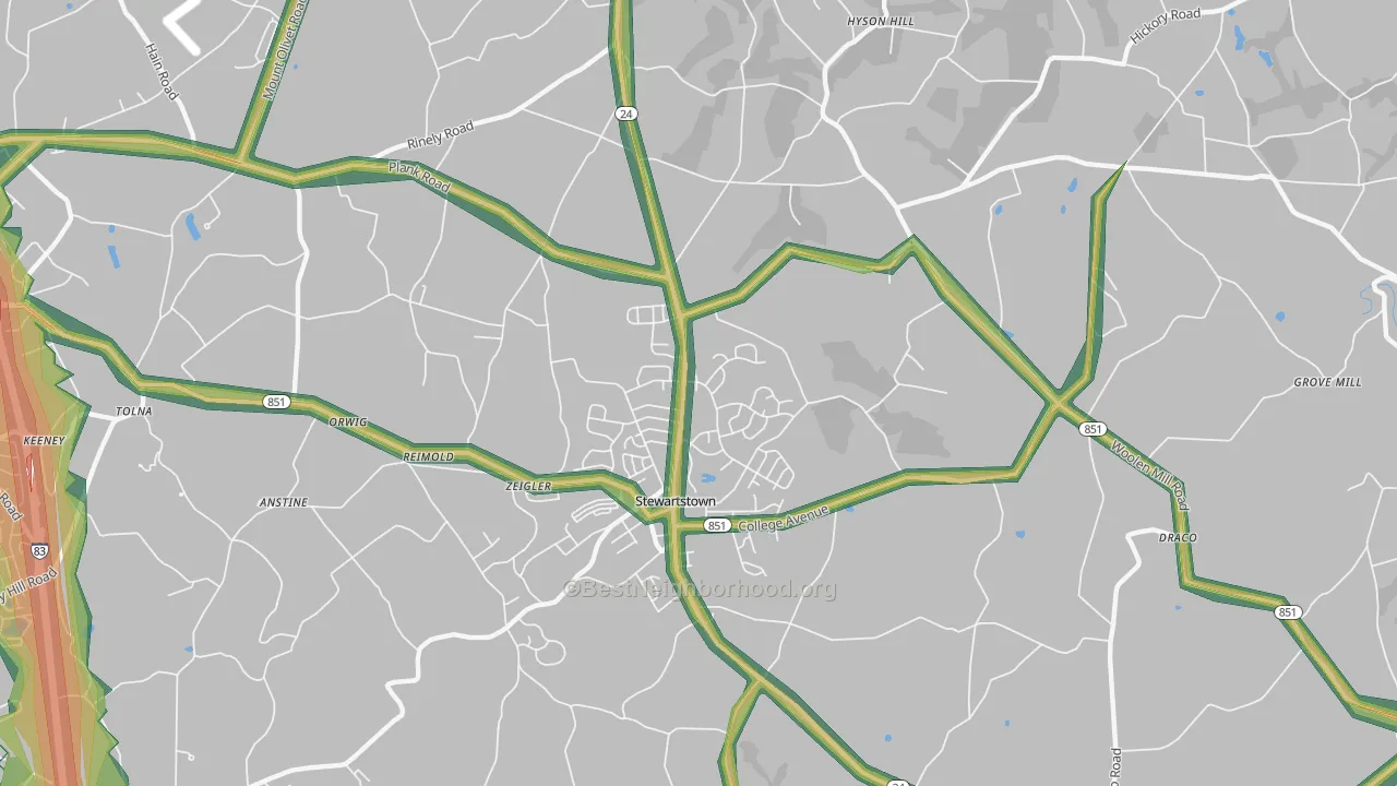 Wiley, PA Map of Noise Levels in Wiley