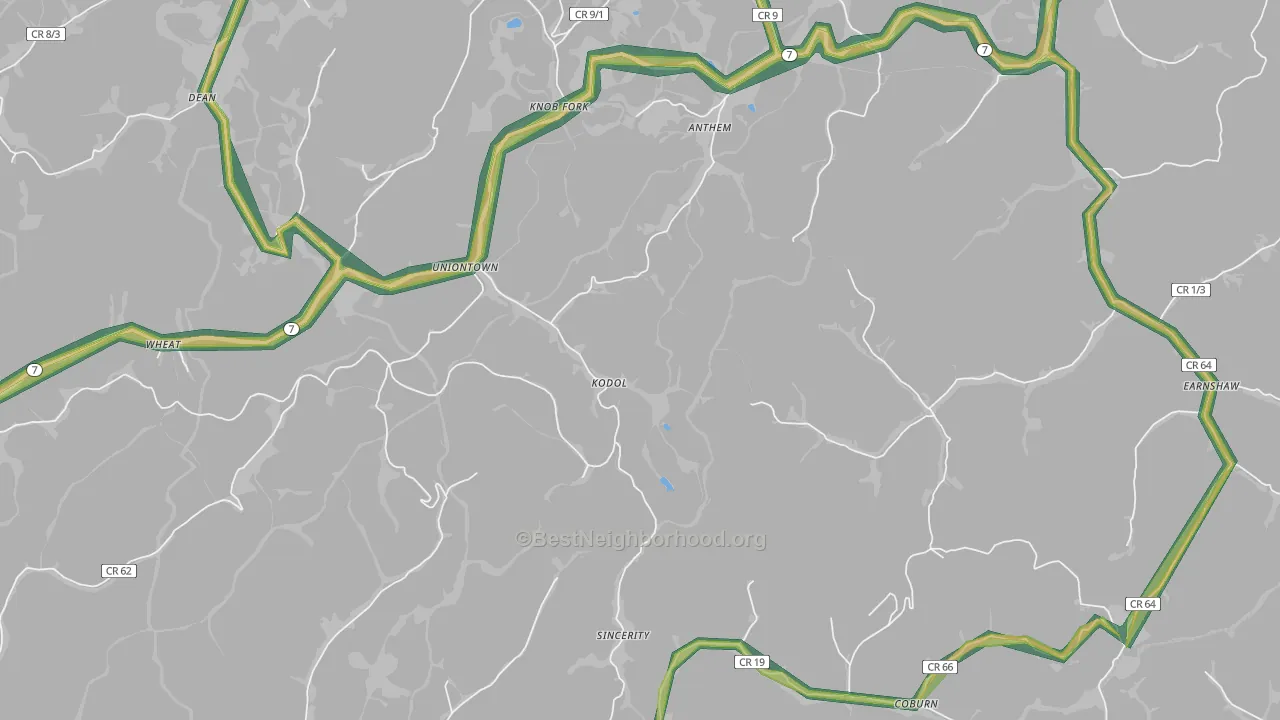Wileyville, WV Map of Noise Levels in Wileyville