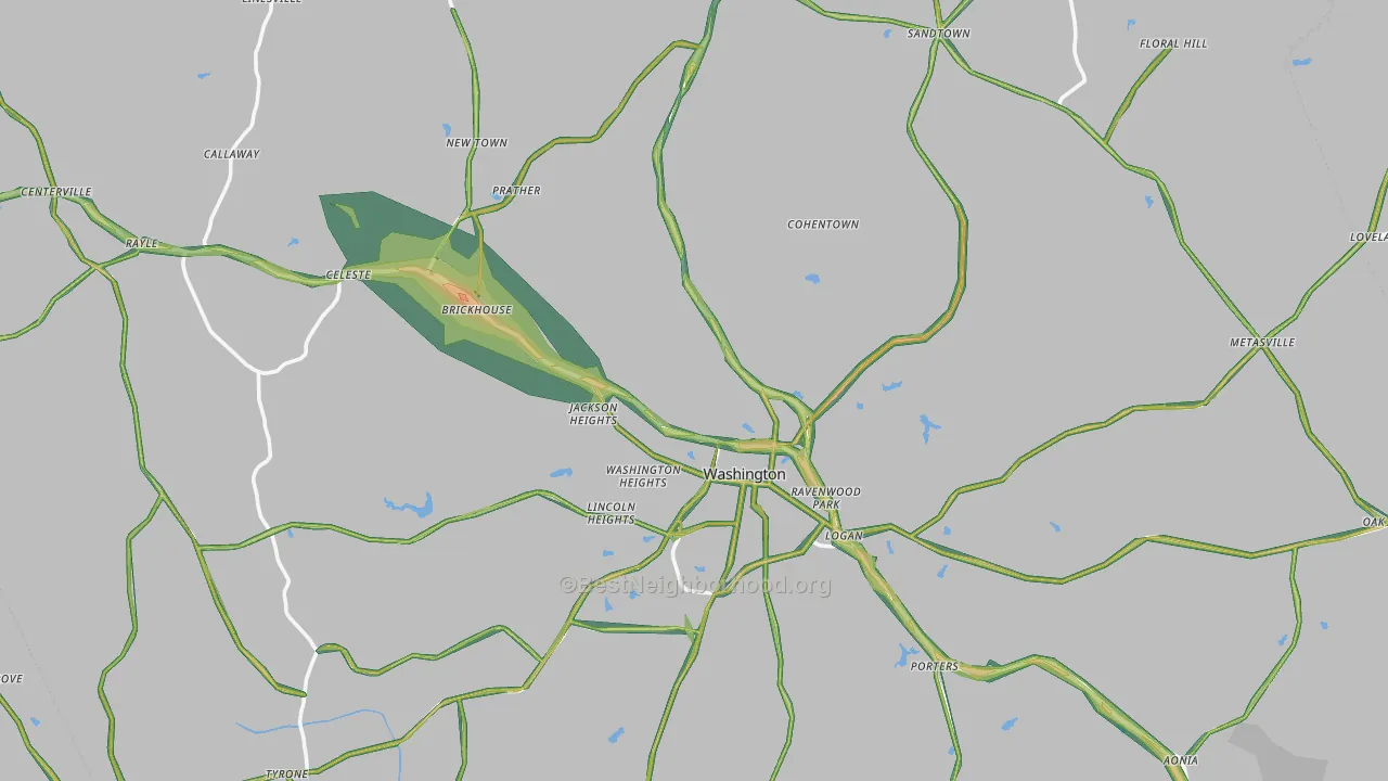 Wilkes County, GA Map of Noise Levels in Wilkes County