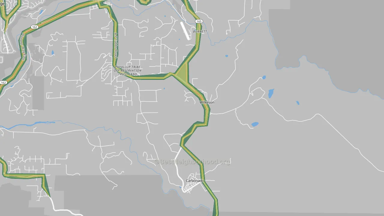 Wilkeson, WA Map of Noise Levels in Wilkeson