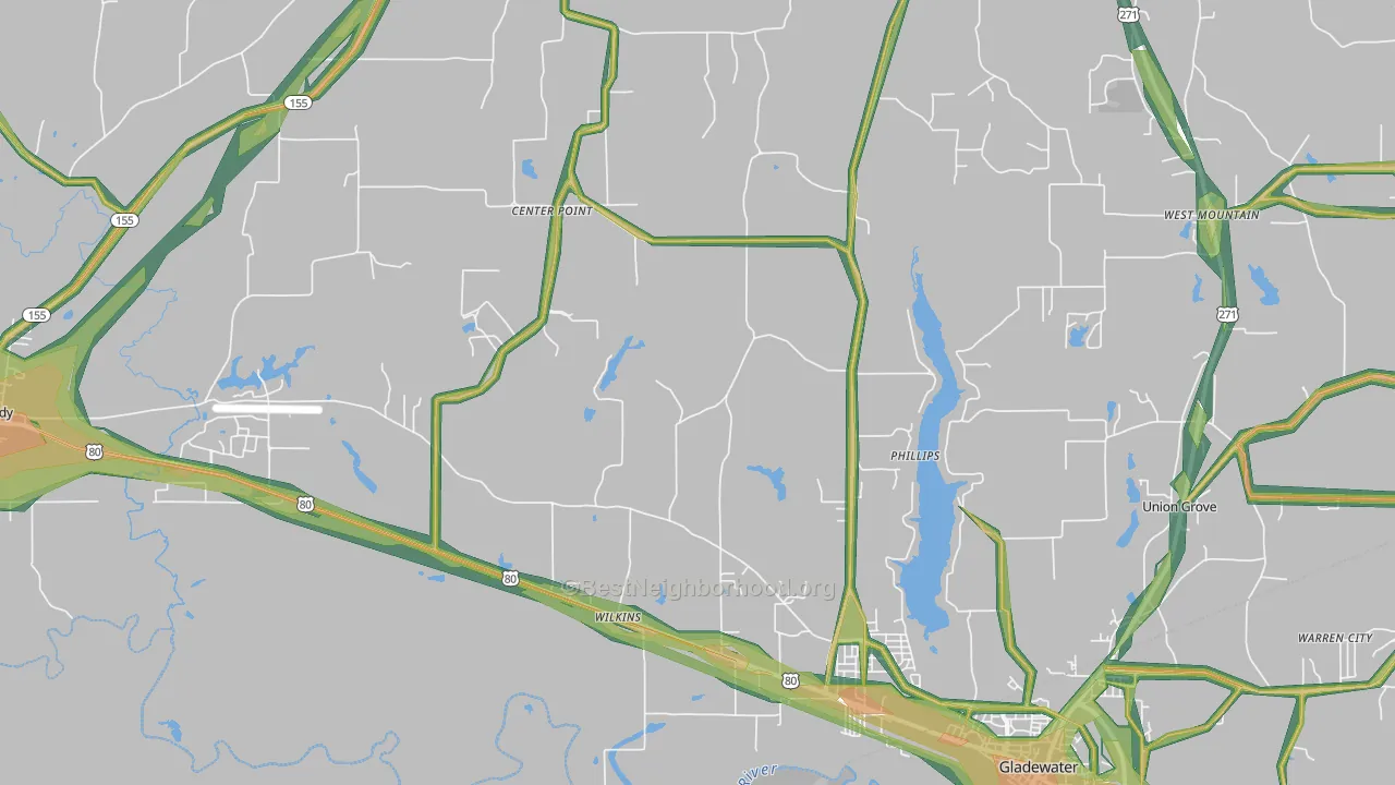 Wilkins, TX Map of Noise Levels in Wilkins