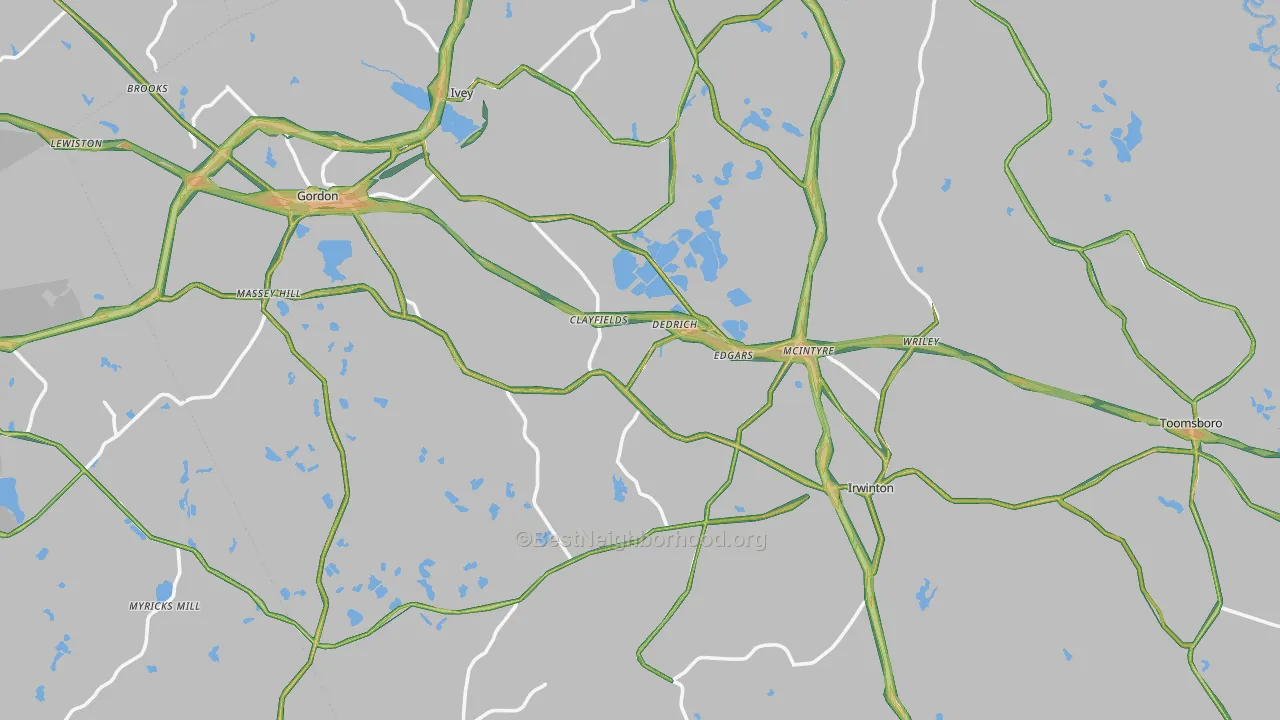 Wilkinson County, GA Map of Noise Levels in Wilkinson County