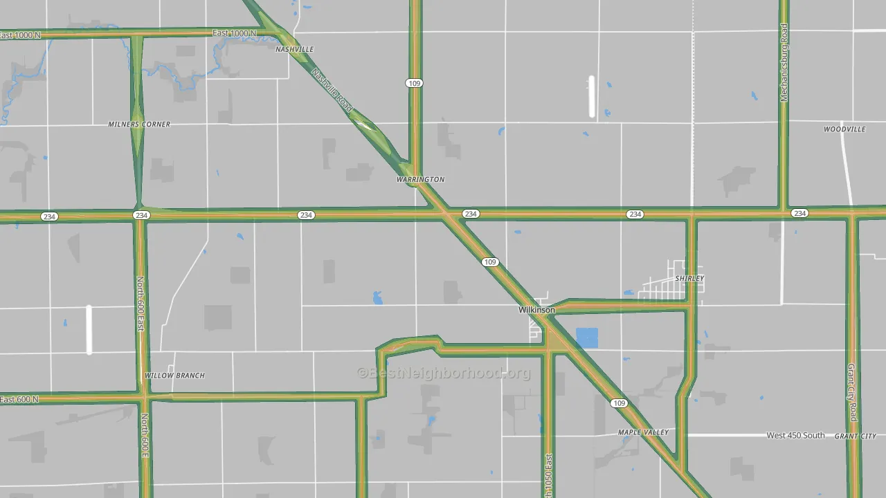 Wilkinson, IN Map of Noise Levels in Wilkinson