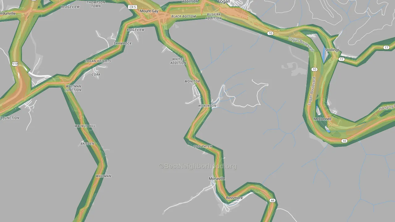 Wilkinson, WV Map of Noise Levels in Wilkinson