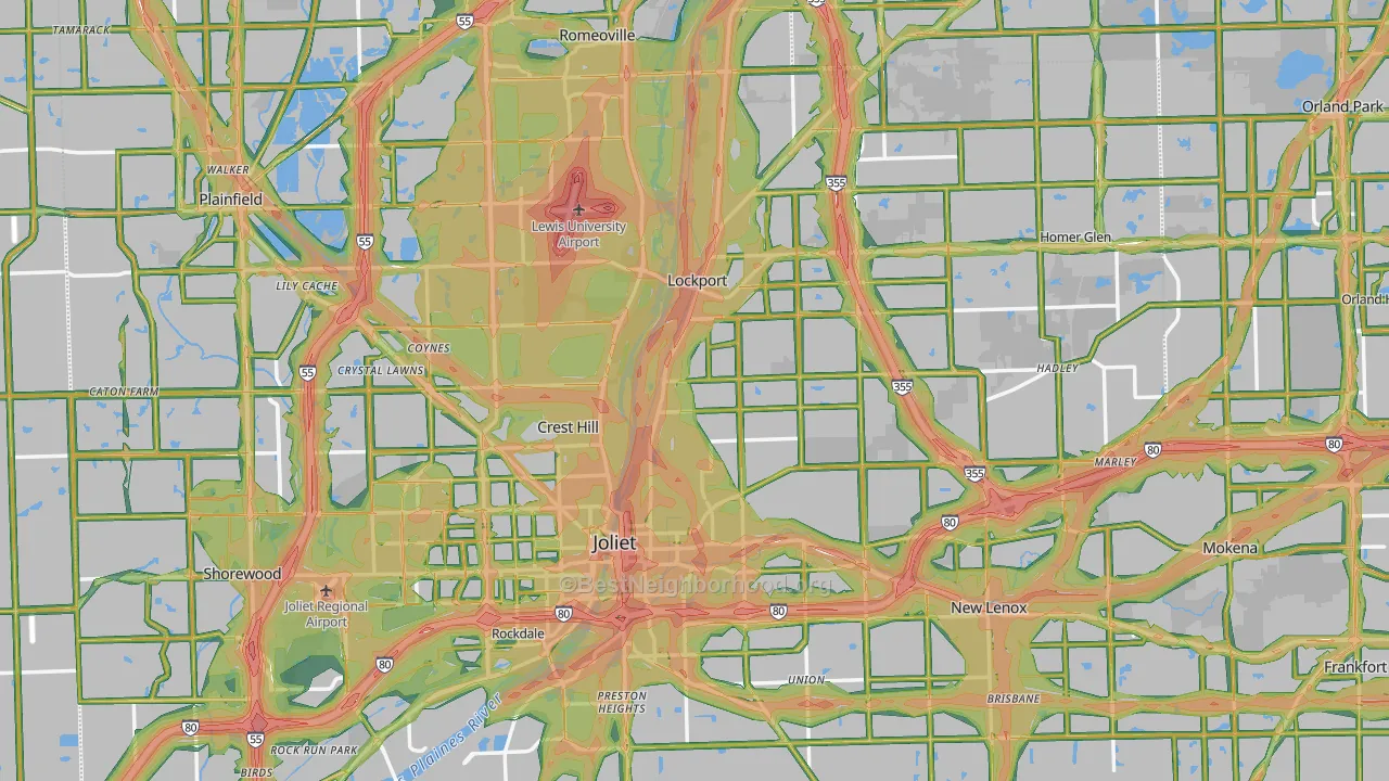 Will County, IL Map of Noise Levels in Will County