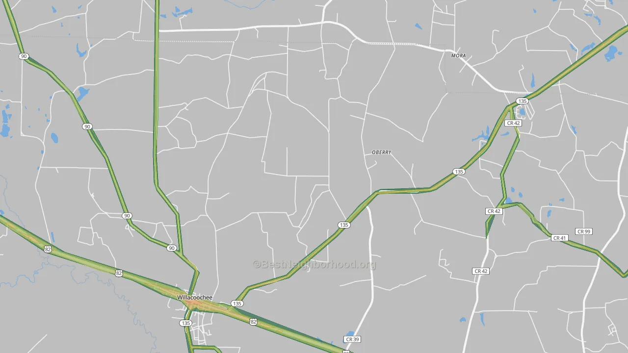 Willacoochee, GA Map of Noise Levels in Willacoochee